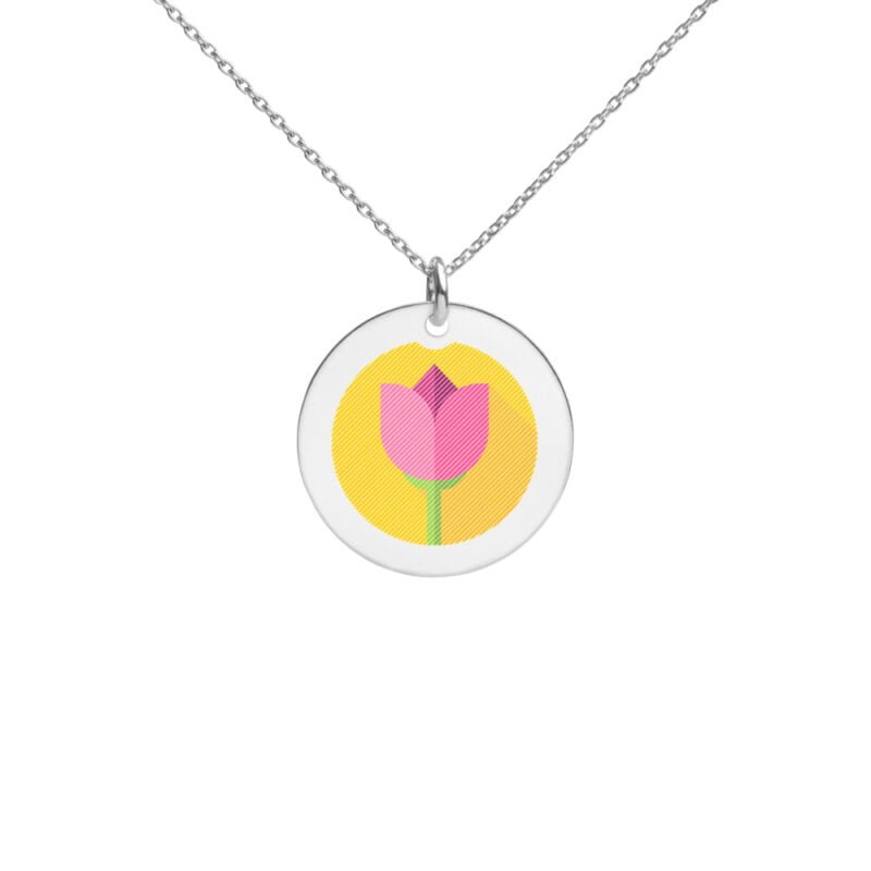 Pink Rose Disc Necklace - Image 7
