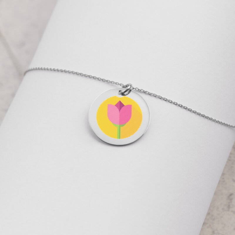 Pink Rose Disc Necklace - Image 8