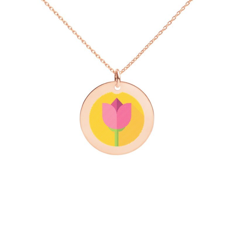 Pink Rose Disc Necklace - Image 6
