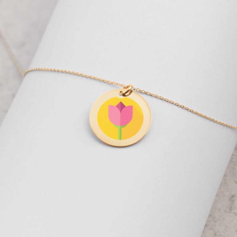 Pink Rose Disc Necklace - Image 10
