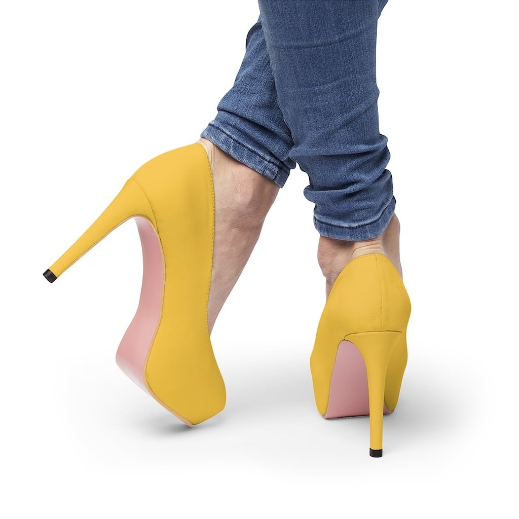 yellow platform heels