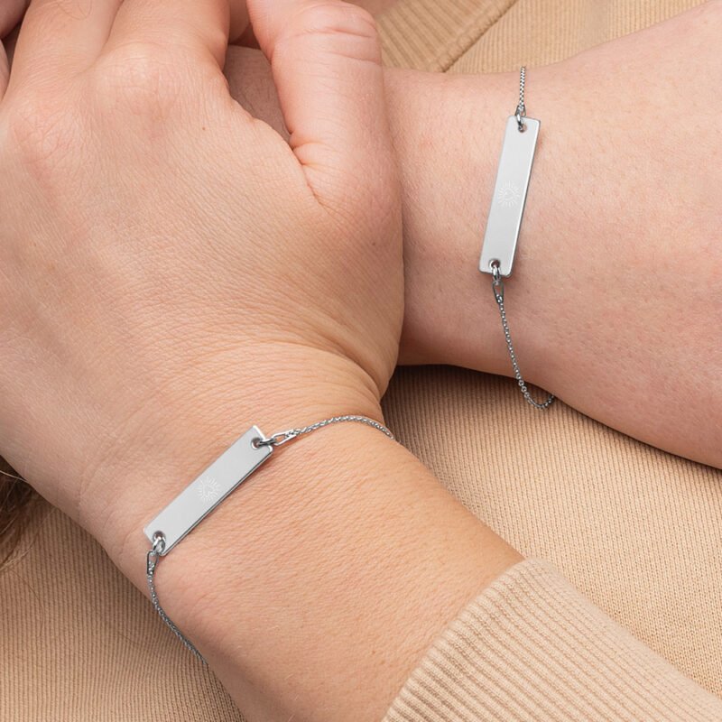 Shining Heart - Silver Bar Chain Bracelet - Image 6