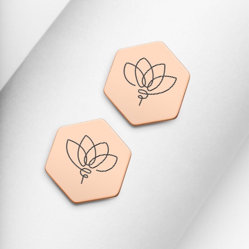 Sterling Silver Hexagon Stud Earrings - Image 4