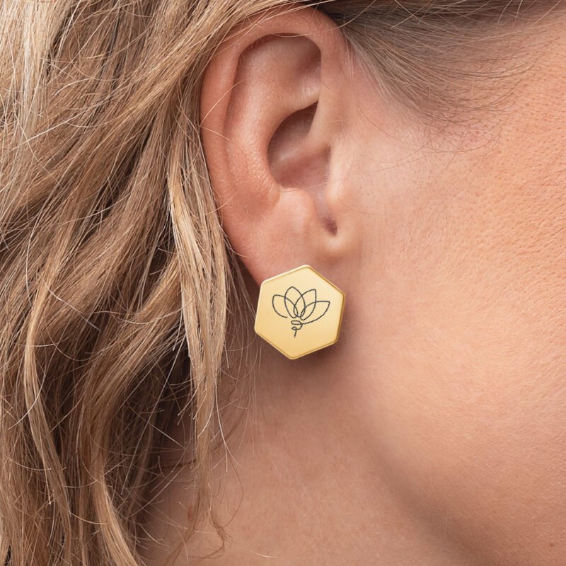 Sterling Silver Hexagon Stud Earrings - Image 8