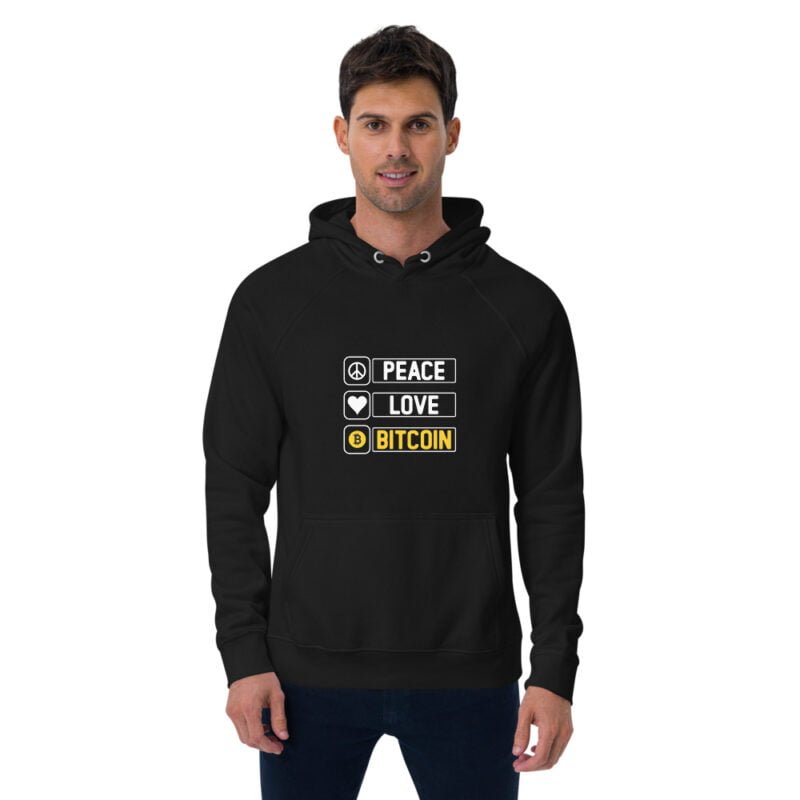 Bitcoin unisex eco raglan hoodie - Image 3