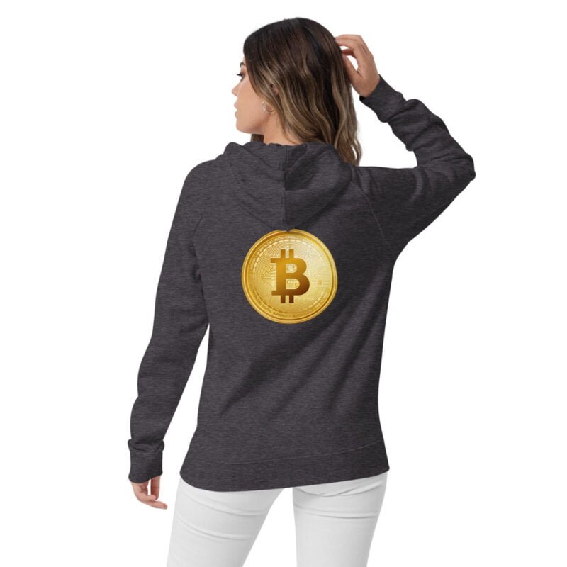 Bitcoin unisex eco raglan hoodie - Image 2